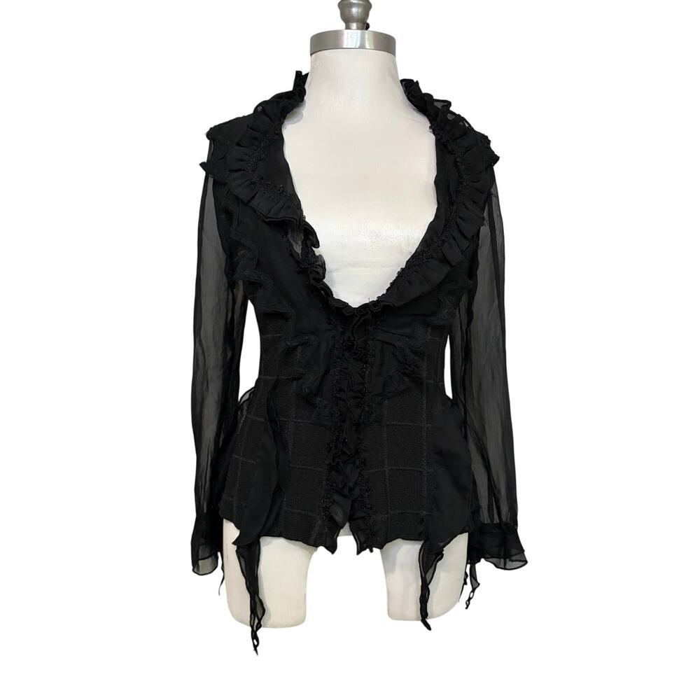Pretty Angel S Whimsigoth Ruffle Blouse Sheer Lace Long Sleeve Goth Black